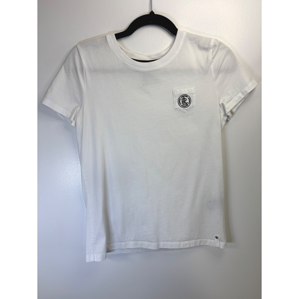 Lauren Ralph Lauren Active White Cotton Logo Pocket T-Shirt Womens Medium LRL